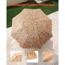 VEVOR Tiki Umbrella, 8 ft Thatched Patio Umbrella with Tilt, Hawaiian Style Beach Parasol with Durable PP Thatch and 8 Metal Ribs, Grass Pool Umbrellas for Beach, Patio, Poolside, Backyard & Garden