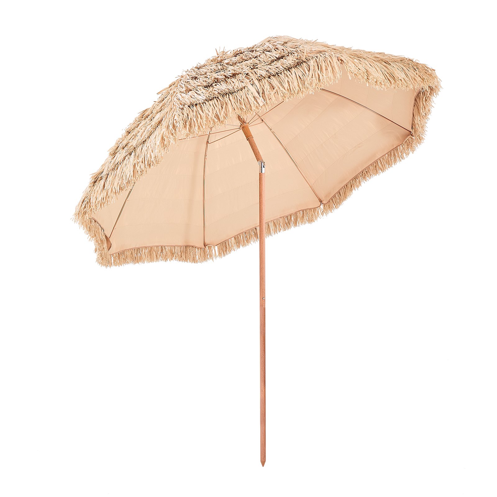 VEVOR Tiki Umbrella, 8 ft Thatched Patio Umbrella with Tilt, Hawaiian Style Beach Parasol with Durable PP Thatch and 8 Metal Ribs, Grass Pool Umbrellas for Beach, Patio, Poolside, Backyard & Garden