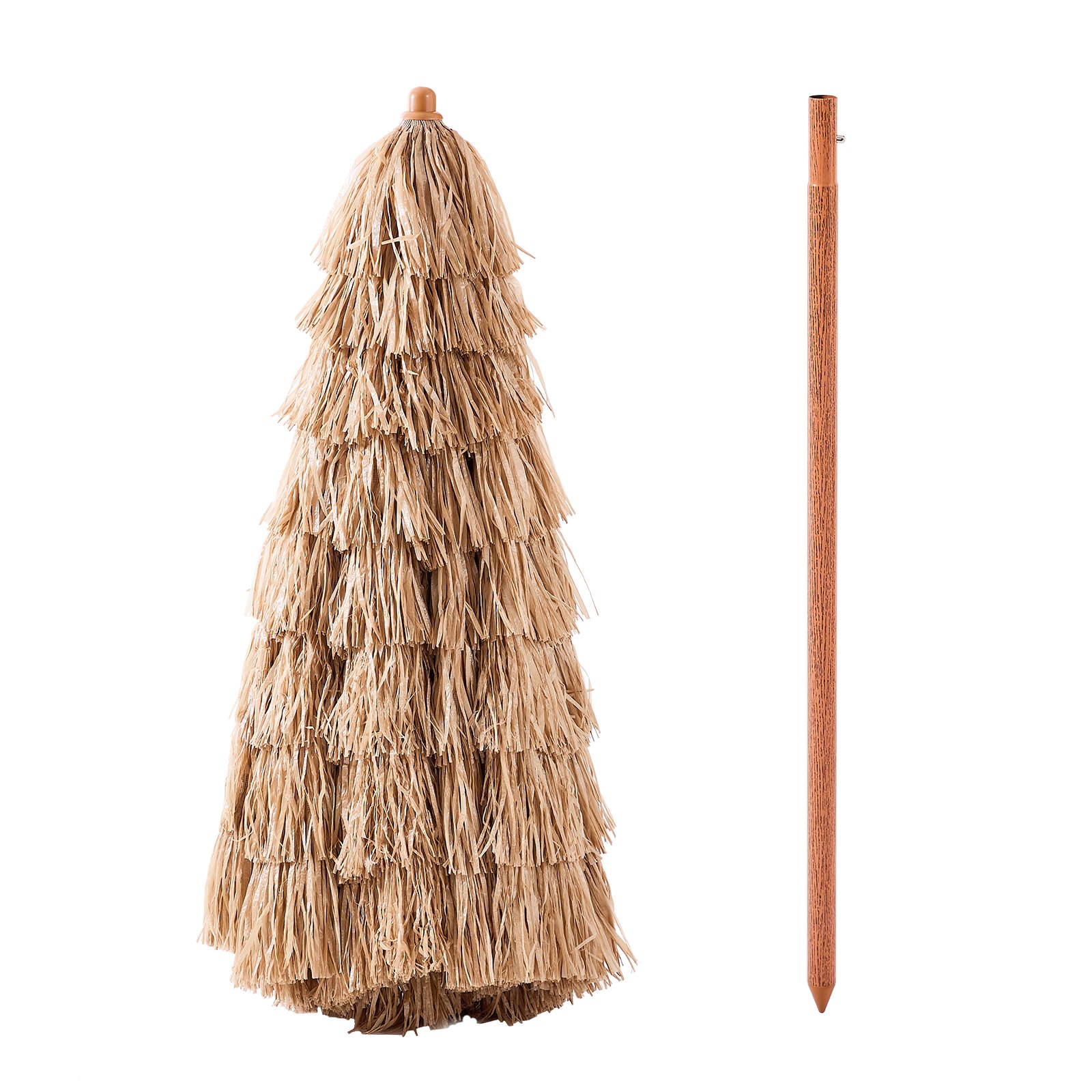 VEVOR Tiki Umbrella, 8 ft Thatched Patio Umbrella with Tilt, Hawaiian Style Beach Parasol with Durable PP Thatch and 8 Metal Ribs, Grass Pool Umbrellas for Beach, Patio, Poolside, Backyard & Garden
