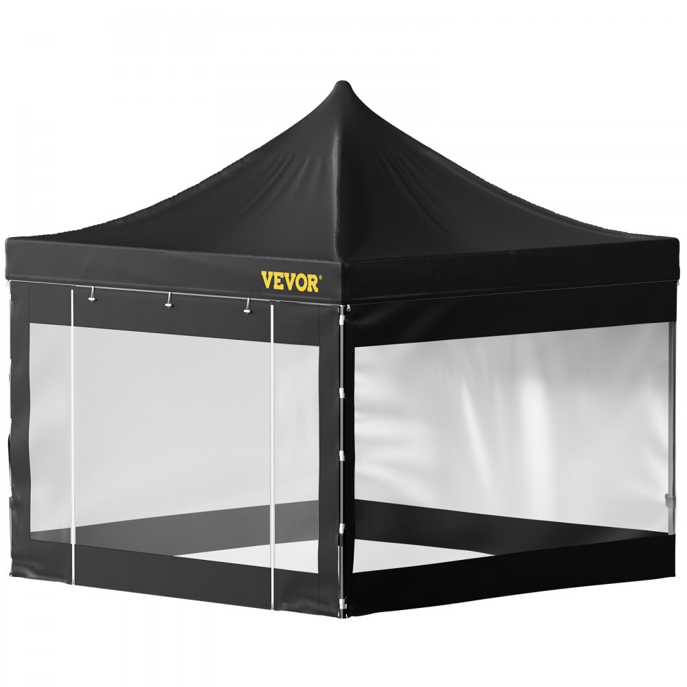 VEVOR 304.8 x 304.8 cm Pop Up Canopy Tent, Outdoor Patio Gazebo Tent with Removable Sidewalls and Wheeled Bag, UV Resistant Waterproof Instant Gazebo Shelter for Party, Garden, Backyard, Black