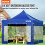 VEVOR 10 x 10 FT Pop Up -katosteltta, ulkoterassi huvimaja teltta irrotettavilla sivuseinillä ja pyörällä varustettu laukku, UV-suojattu vedenpitävä pikahuvimaja juhliin, puutarha, takapiha, sininen
