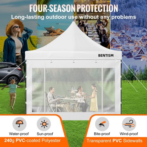 VEVOR 10 x 10 FT Pop Up Canopy Tent, Outdoor Patio Gazebo Tent with Removable Sidewalls and Wheeled Bag, UV Resistant Waterproof Instant Gazebo Shelter for Party, Garden, Backyard, White