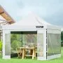 VEVOR 304.8 x 304.8 cm Pop Up Canopy Tent, Outdoor Patio Gazebo Tent with Removable Sidewalls and Wheeled Bag, UV Resistant Waterproof Instant Gazebo Shelter for Party, Garden, Backyard, White