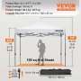 VEVOR pop up canopy tent 10x10 ft dimensions, 100 sq. ft shade, adjustable heights, includes carry bag.