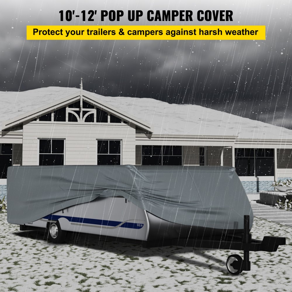 VEVOR VEVOR Pop Up Camper Cover, Fit for 10'-12' Trailers, Ripstop 4-Layer  Non-woven Fabric Folding Trailer Covers, UV Resistant Waterproof RV Storage  Cover with Wind-proof Ropes and Storage Bag, Gray VEVOR AU
