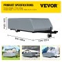 VEVOR Pop Up Camper Cover, Fit for 10'-12' Trailers, Ripstop 4-Layer Non-woven Fabric Folding Trailer Covers, UV Resistant Waterproof RV Storage Cover with 3 Wind-proof Ropes and 1 Storage Bag, Gray