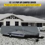 VEVOR Pop Up Camper Cover, Passar för 12'-14' Trailers, Ripstop 4-lagers vikbara släpvagnsöverdrag i non-woven tyg, UV-beständigt vattentätt husbilsförvaringsskydd med 3 vindtäta rep och 1 förvaringsväska, grå