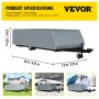 VEVOR Pop Up Camper Cover, Fit for 12'-14' Trailers, Ripstop 4-Layer Non-woven Fabric Folding Trailer Covers, UV Resistant Waterproof RV Storage Cover w/ 3 Wind-proof Ropes and 1 Storage Bag, Gray