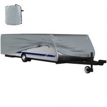 VEVOR Pop Up Camper Cover, Fit for 12'-14' Trailers, Ripstop 4-Layer Non-woven Fabric Folding Trailer Covers, UV Resistant Waterproof RV Storage Cover w/ 3 Wind-proof Ropes and 1 Storage Bag, Gray