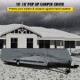 VEVOR Pop Up Camper Cover, passer for 16'-18' tilhengere, Ripstop 4-lags ikke-vevd stoff sammenleggbare tilhengerdeksler, UV-bestandig vanntett bobiloppbevaringsdeksel m/ 3 vindtette tau og 1 oppbevaringspose, grå