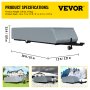 VEVOR Pop Up Camper Cover, Fit for 18'-20' Trailers, Ripstop 4-Layer Non-woven Fabric Folding Trailer Covers, UV Resistant Waterproof RV Storage Cover w/ 3 Wind-proof Ropes and 1 Storage Bag, Gray