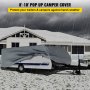 VEVOR Pop Up Camper Cover, Passer til 8'-10' trailere, Ripstop 4-lags ikke-vævet stof folde trailercover, UV-resistent vandtæt RV Opbevaringscover m/ 3 vindtætte reb og 1 opbevaringspose, Grå