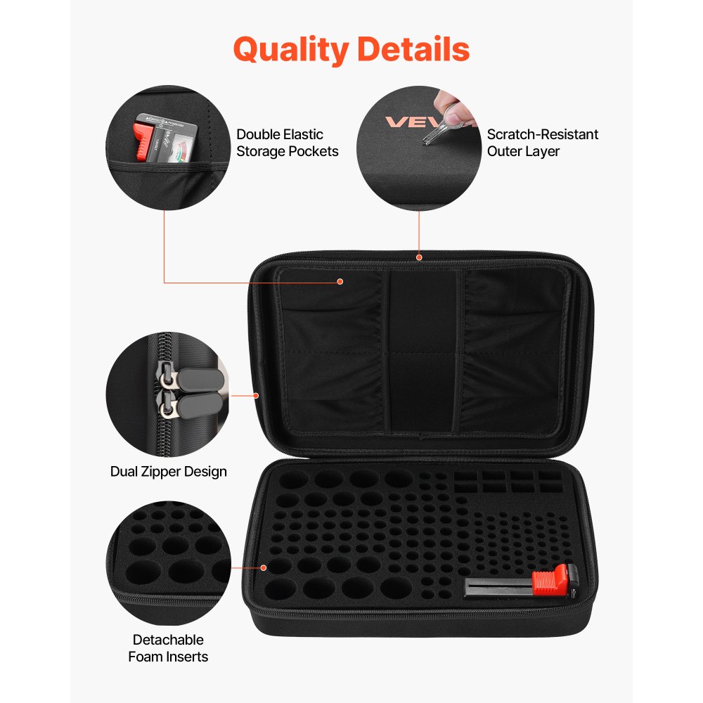 VEVOR Battery Organizer Storage Box, Battery Case Bag with Tester BT-168, Waterproof Batteries Organizer Storage Case with Zipper, Holds 167 Batteries AA AAA C D 9V Button, Black (Box Only)