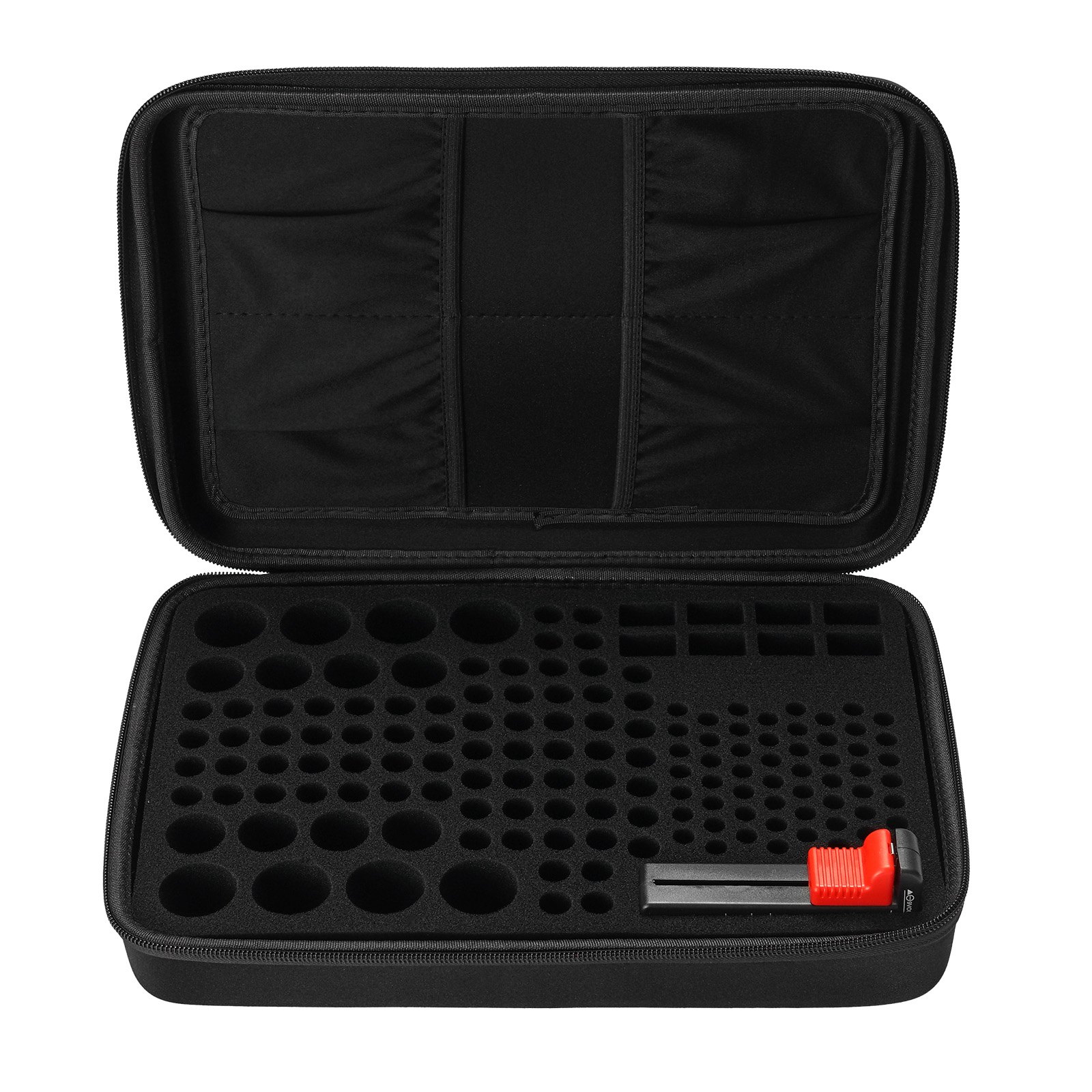 VEVOR Battery Organizer Storage Box, Battery Case Bag with Tester BT-168, Waterproof Batteries Organizer Storage Case with Zipper, Holds 167 Batteries AA AAA C D 9V Button, Black (Box Only)