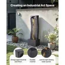 Outdoor Water Fountain 1-Tier Rock Base Style 38.58 in Height Fountains