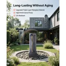 Outdoor Water Fountain 1-Tier Rock Base Style 38.58 in Height Fountains