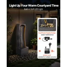 Outdoor Water Fountain 1-Tier Rock Base Style 38.58 in Height Fountains