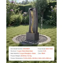 Outdoor Water Fountain 1-Tier Rock Base Style 38.58 in Height Fountains