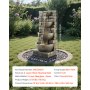 VEVOR Outdoor Water Fountain, 35.63 in Height Fountain and Waterfall, 4-Tier Floor Standing Cascading Fountains with LED Light and Pump, Block Stack Style, for Outdoor Indoor Garden, Patio & Backyard