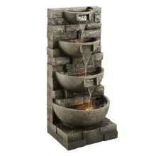 Outdoor Water Fountain 4-Tier Yard Fountain 35.63 in Block Stack Style