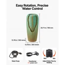 Outdoor Water Fountain 1-Tier Glazed Jar Style 30.71 in Fountains Green