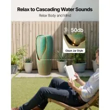 Outdoor Water Fountain 1-Tier Glazed Jar Style 30.71 in Fountains Green