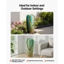 Outdoor Water Fountain 1-Tier Glazed Jar Style 30.71 in Fountains Green