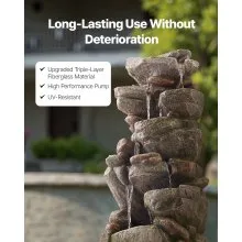 Outdoor Water Fountain 7-Tier Rock-Shaped Cascading 38.98 in Fountains