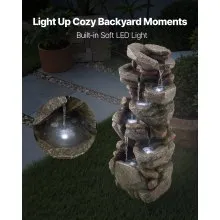 Outdoor Water Fountain 7-Tier Rock-Shaped Cascading 38.98 in Fountains