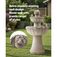 Outdoor Water Fountain 2-Tier Rock Base Style 36.5 in Height Fountains