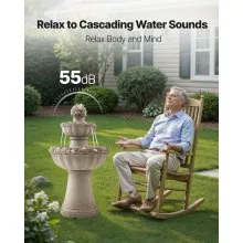 Outdoor Water Fountain 2-Tier Rock Base Style 36.5 in Height Fountains