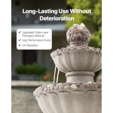 Outdoor Water Fountain 2-Tier Rock Base Style 36.5 in Height Fountains