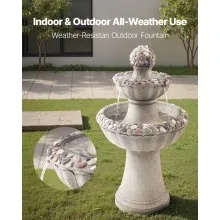 Outdoor Water Fountain 2-Tier Rock Base Style 36.5 in Height Fountains