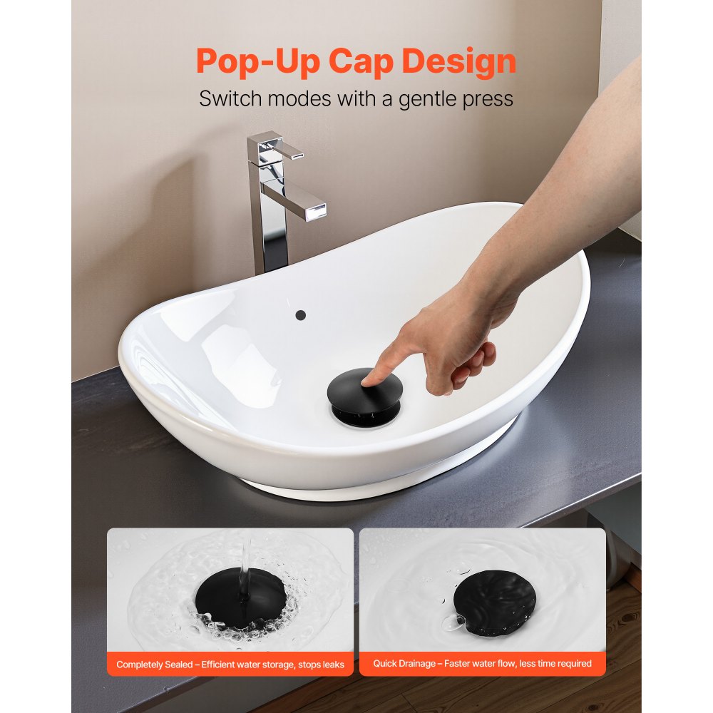 VEVOR Desagüe de lavabo con rebosadero, desagües emergentes de latón y acero inoxidable 304, filtro antiobstrucción, tapón de desagüe totalmente metálico para fregaderos con orificios de rebosadero.