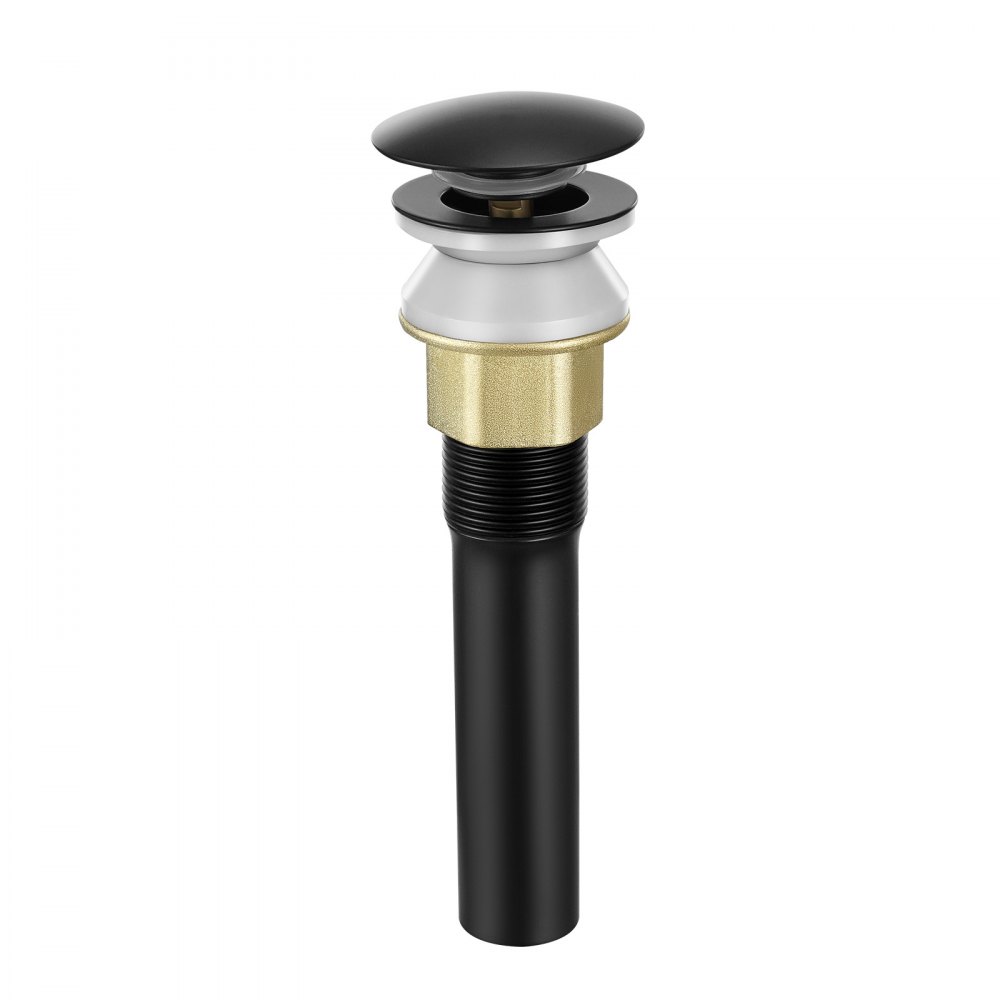 VEVOR Desagüe de lavabo con rebosadero, desagües emergentes de latón y acero inoxidable 304, filtro antiobstrucción, tapón de desagüe totalmente metálico para fregaderos con orificios de rebosadero.
