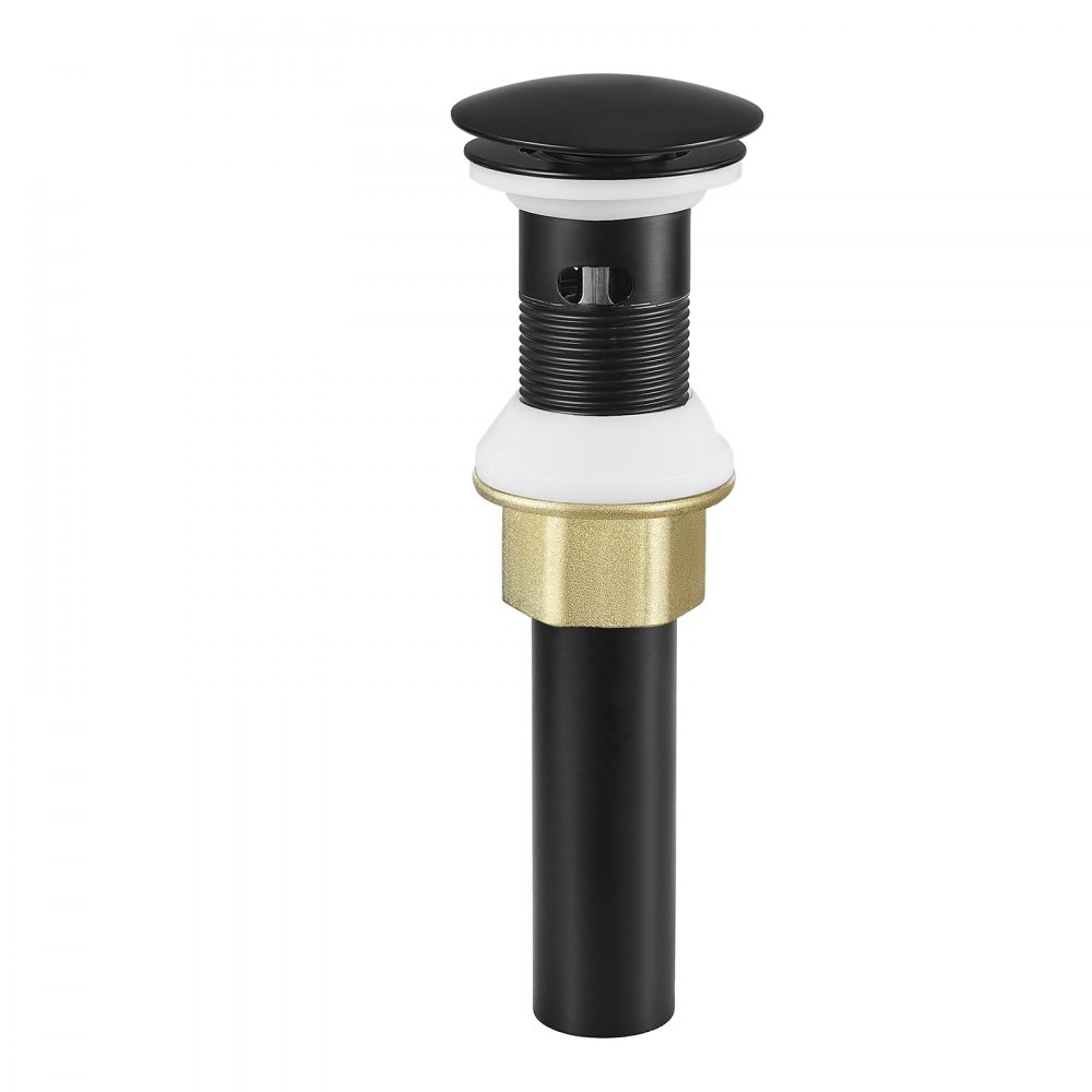VEVOR Desagüe de lavabo con rebosadero, desagües emergentes de latón y acero inoxidable 304, filtro antiobstrucción, tapón de desagüe totalmente metálico para fregaderos con orificios de rebosadero.