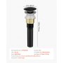 VEVOR Desagüe de lavabo con rebosadero, desagües emergentes de latón y acero inoxidable 304, filtro antiobstrucción, tapón de desagüe totalmente metálico para fregaderos con orificios de rebosadero.