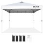 VEVOR pop up canopy tent with accessories including sandbags, ropes, and stakes, white roof.