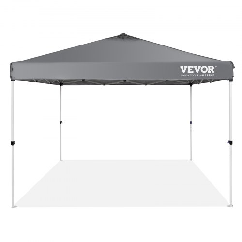 VEVOR Pop Up Canopy Tent, 10 x 10 ft, 250 D PU Silver Coated Tarp, with Portable Roller Bag and 4 Sandbags, Waterproof and Sun Shelter Gazebo for Outdoor Party, Camping, Commercial Events, Dark Gray