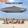 Cort de petrecere cu baldachin pop up VEVOR 10x10 ft cu geantă portabilă pentru camping, gri închis