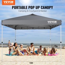 VEVOR Pop Up Canopy Party Tent 10x10 ft with Portable Bag for Camping Dark Gray