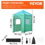 VEVOR Walk-in Greenhouse, 6'x 4'x 8' Portable Pop-Up Green House, Set Up in Minutes, High Strength PE Cover with Doors & Windows and Powder-Coated Steel Frame, Suitable for Planting and Storage
