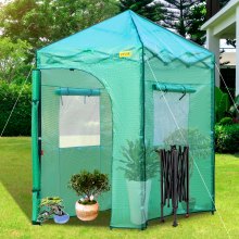 VEVOR Walk-in Greenhouse, 6'x 4'x 8' Portable Pop-Up Green House, Set Up in Minutes, High Strength PE Cover with Doors & Windows and Powder-Coated Steel Frame, Suitable for Planting and Storage