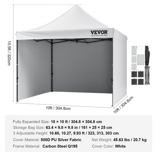 Aoodor 10x10ft Pop Up Canopy Tent With Sidewalls – Outdoor Gazebo For Parties, Events, Portable Shelter