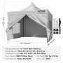VEVOR Pop Up Canopy Sátor kültéri pavilon sátor 10x10ft oldalfalakkal és fehér táskával