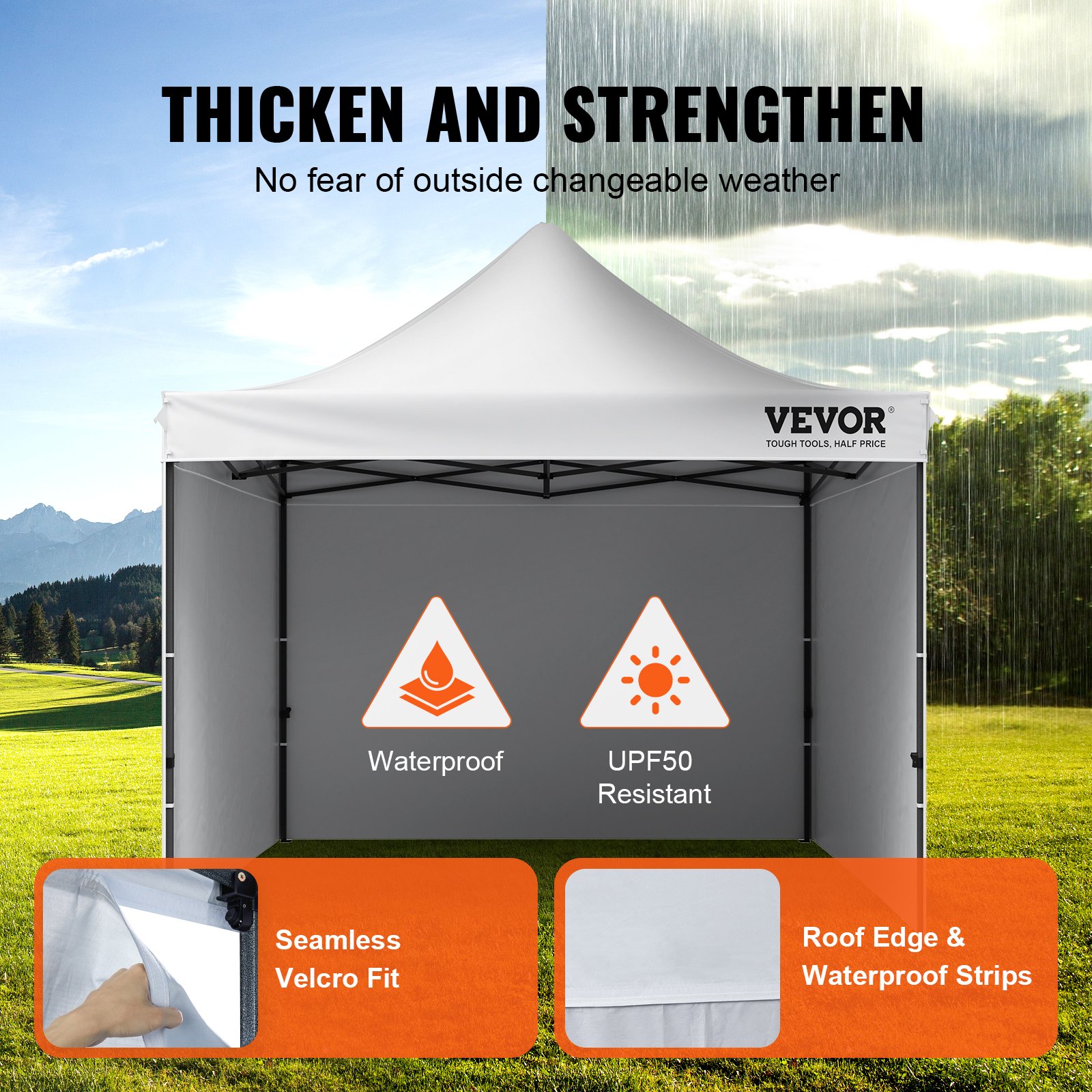 VEVOR Pop Up Canopy Tent Outdoor Gazebo Tent 304.8 x 304.8cm with Sidewalls & Bag White