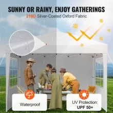 VEVOR Pop Up Canopy 10 x 10 FT Pop Up Gazebo Tent with 3 Sidewalls & 2 Windows