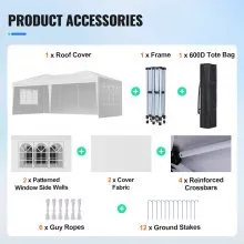 VEVOR Pop Up Canopy 10 x 20 FT Pop Up Gazebo Tent with 3 Sidewalls & 2 Windows
