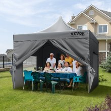 VEVOR 10x10FT Pop up Canopy with Removable Sidewalls, Instant Canopies Portable Gazebo & Wheeled Bag, UV Resistant Waterproof, Enclosed Canopy Tent for Outdoor Events, Patio, Backyard, Party, Camping