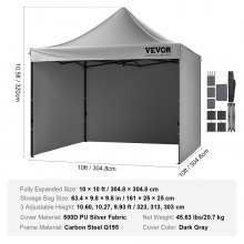 VEVOR 10x10FT Pop up Canopy with Removable Sidewalls, Instant Canopies Portable Gazebo & Wheeled Bag, UV Resistant Waterproof, Enclosed Canopy Tent for Outdoor Events, Patio, Backyard, Party, Camping